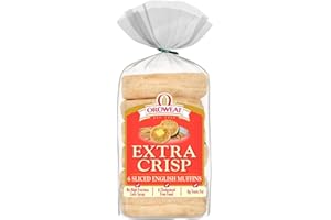 Oroweat Extra Crisp English Muffins, 6 count, (2.08 oz each), Plain English Muffins, 12.5 oz Bag