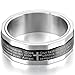 MOWOM Silver Tone Black Stainless Steel Ring Band Bible Lords Prayer Cross