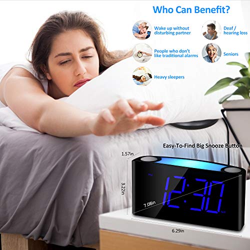 Extra Loud Vibrating Alarm Clock with Bed Shaker,Digital Bedroom Clock