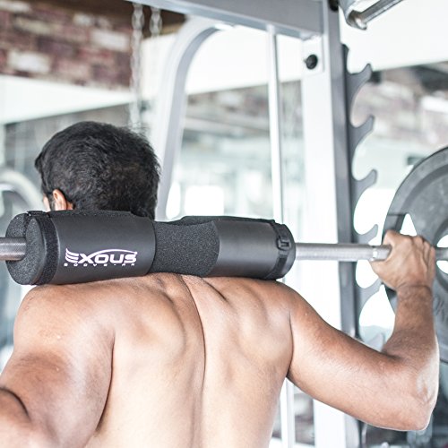 EXOUS Bodygear Barbell Pad Squat Bar Thick Foam Cushion - Protector for Neck & Shoulders - Fits Olympic Weight Lifting Bar - Fixing Straps for Non Slip Fit - Thumbnail 2