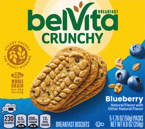 BELVITA BREAKFAST BISCUITS, BLUEBERRY FLAVOR, 5 PACKS (4 BISCUITS PER PACK)