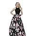 Women Sleeveless Floral Printed Long Dress Party Evening Beach Maxi Dress (M, Black)