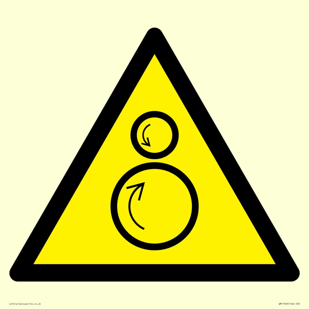 W025 Warning: Counterrotating rollers Sign - 300x300mm - S30