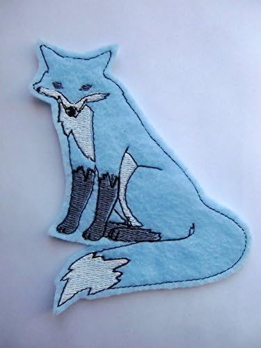 Baby blue fox iron on patch - blue felt - sew on applique - iron on transfer - embroidery - embellishment - patches for jackets - patches for jeans