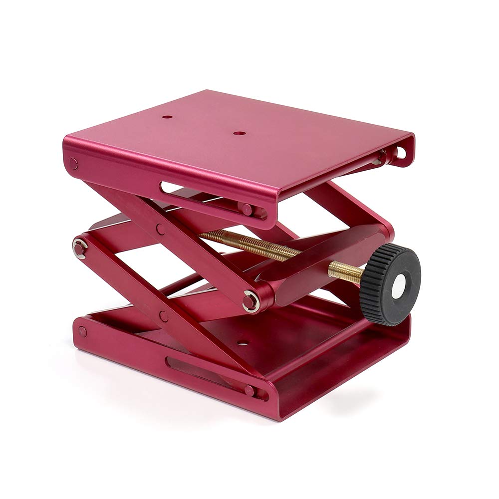 Lab Support Jack, Red Color, Aluminum Table, Dim of Platform 4.8"x5.5" Max. Height up to 9.5", LSJ140-001