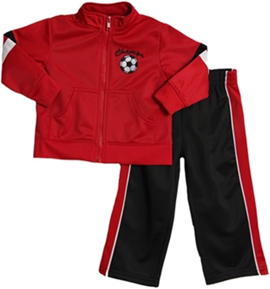 Baby Togs Baby Boys' Jacket And Black Pant Set, Red, 12