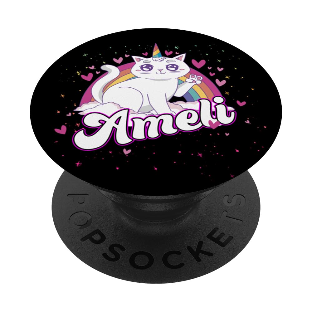 AMELI - Adorable girl name with beautiful Caticorn PopSockets Swappable PopGrip