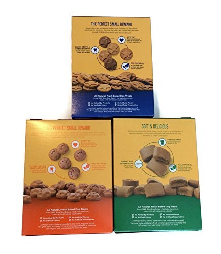 Blue Dog Bakery Bundle of 3 Boxes of Dog Treats Includes One Box of Super Stars, One box of Doggie Paws and One Box of Softies