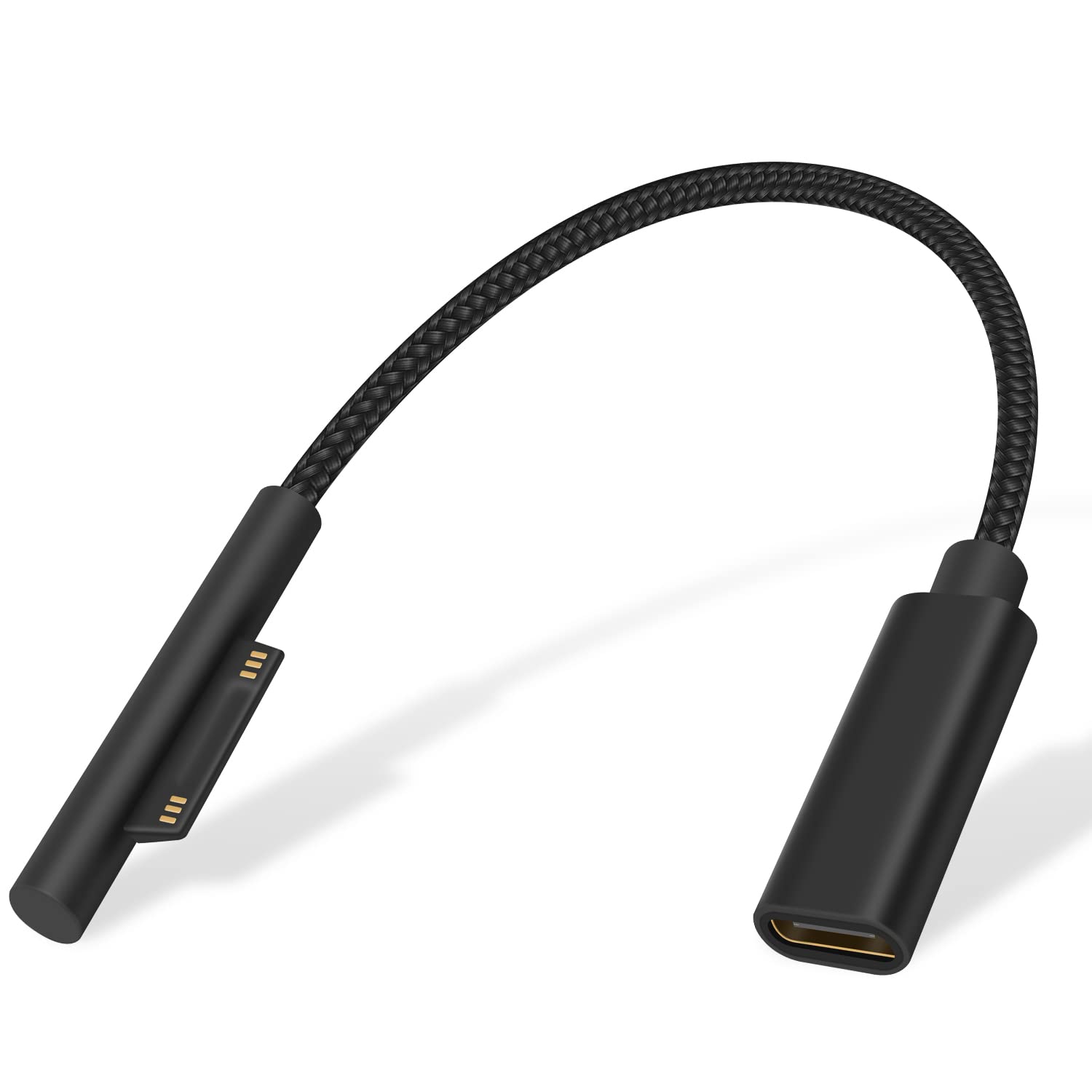 Duttek USB C Fast Charging Cable, 15cm, Black, Surface Connect, Compatible with Surface Pro3/4/5/6/Go, Laptop1/2/3, Book