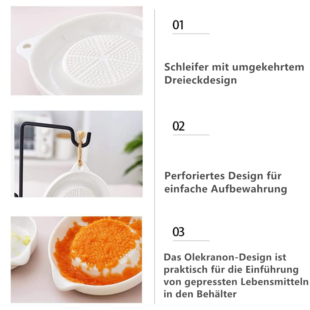 Norhogo Keramik Reibe, Keramik Ingwer Reibe, mit Bürste geliefertKnoblauchreibe Obstreibe Gemüsereibe Wasabireibe Für Ingwer Knoblauch Zwiebel orbicular 3