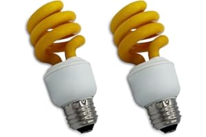 lumenivo 13W Yellow Light Bulbs Spiral CFL E26 Medium Base Porch Lights That Don't Attract Bugs - Bug Repellent Lights Outdoors and Indoors - 120V - 2 Pack