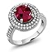 Gem Stone King Sterling Silver Red Created Ruby Women's Ring 3.70 cttw, Center Stone: 10x8mm (Size 6)