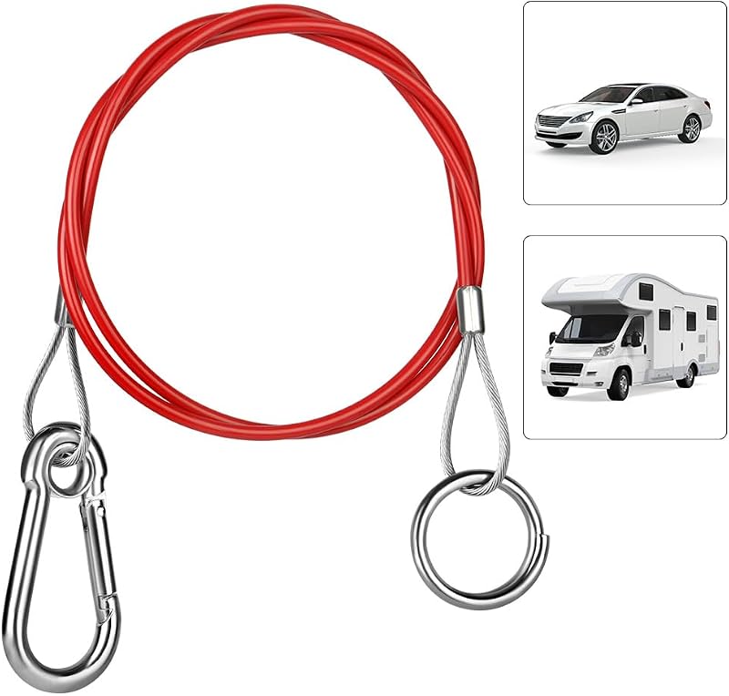 URAQT Breakaway Cable 1m 4mm Braided Steel Carabiner Burst Ring Safety Cable