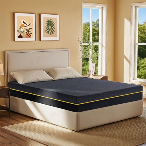 SAFONUS Colchón Matrimonial de Memory Foam 20CM, Colchón para el Dolor de Espalda, Cama de Gel de Cobre Refrigerante en Una Caja, Firmeza Media Terapéutica, Soporte Ergonómico,135x190cm, Negro
