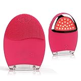 Letigo Silicon Electric Cleansing Instrument Face Washing Machine Silicone Wash Brush Facial Cleansing Device-Red