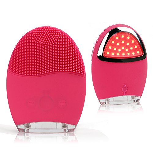 Letigo Silicon Electric Cleansing Instrument Face Washing Machine Silicone Wash Brush Facial Cleansing Device-Red
