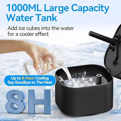 Aire Acondicionado Portátil, 4 en 1 Mini Enfriador de Airecon Tanque de Agua 1000ml luz de atmósfera de 7 colores, Mini AC Personal con temporizpara dormitorio, escritorio, casa, oficina (Negro)