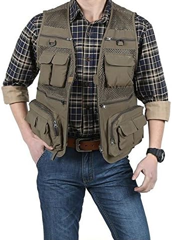 Mens Casual Work Utility Hunting Fishing Photography Vest Travels Sports Mesh Jacket With Multi-Pockets