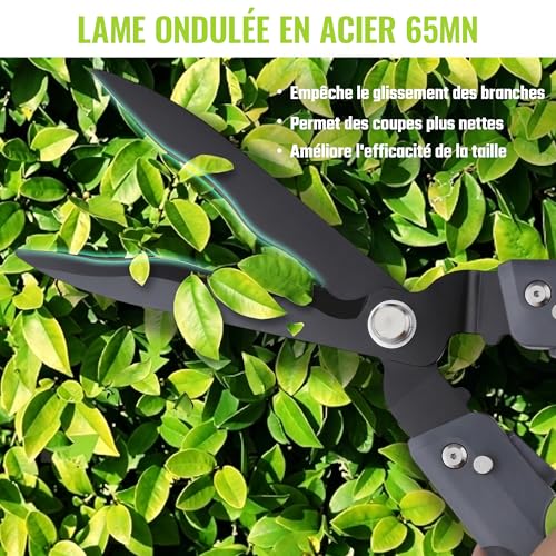 WORKPRO Foldable Hedge Shears 23 in | Garden Scissors with Wavy Blades, Professional Manual Hedge Trimmer for Shrubs, Hedges, Edging and Pruning Work