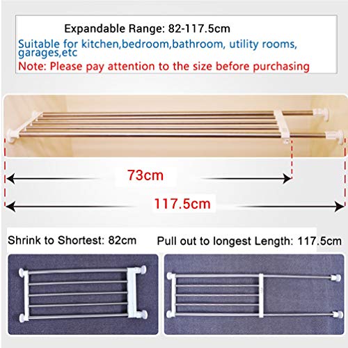 BAOYOUNI Expandable Closet Tension Shelf Rod Organizer - 32in - 46in, Ivory