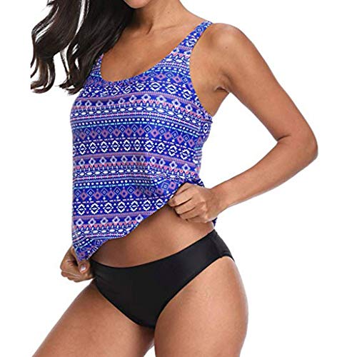 iYBUIA Women's Print Sexy Bikini Set Swimsuit Push Up Swimwear Beachwear Plus Size Blue