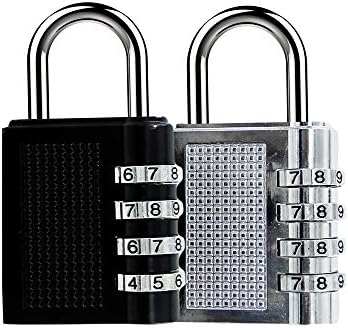 Combination Lock 4 Digit Padlock for School Gym Locker Toolbox Fence Cabinet Storage (Black and Sliver)