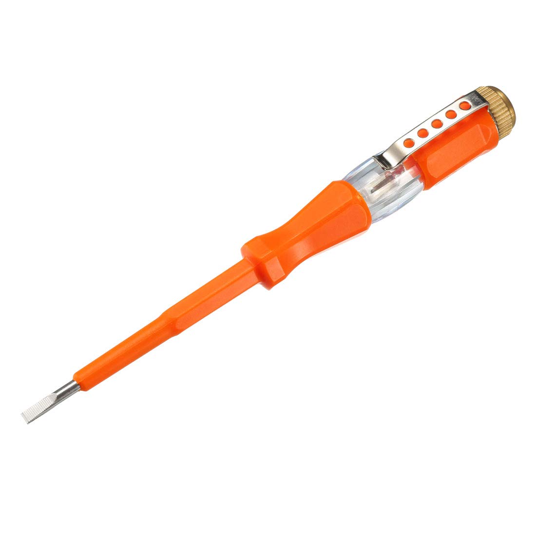 sourcing map Voltage Tester AC 100-500V with 3mm Slotted Screwdriver with Clip for Circuit Test, Orange