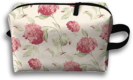 Ztrb Hydrangea Cranberry Portable Make-Up Zipper Pouch Beauty Cosmetic Bag Carry Case Brush Organizer Toiletry Hanging Storage Bag Sewing Kit Medicine Bag