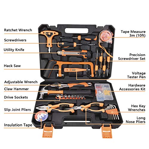 SOLUDE Home Repair Tools Sets,82 Pieces Saw Screwdrivers Sets General Household Hand Tool Kits with Plastic Toolbox Storage Case