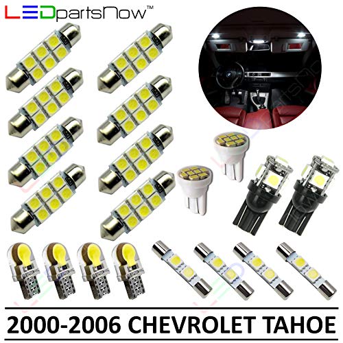 LEDpartsNow Interior LED Lights Replacement for 2000-2006 Chevy Tahoe Accessories Package Kit (20 Bulbs), WHITE