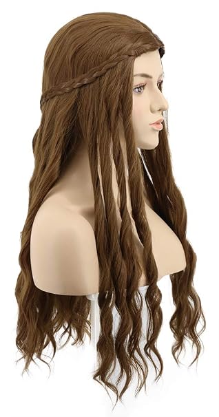 Amazon Com Vgbeaty Women Long Curly Brown Braided Queen Wig