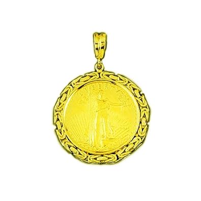 Tex 22k Fine Gold 1 Oz American Eagle Coin 14k Frame Byzantine Pendant 5940random Year Coin
