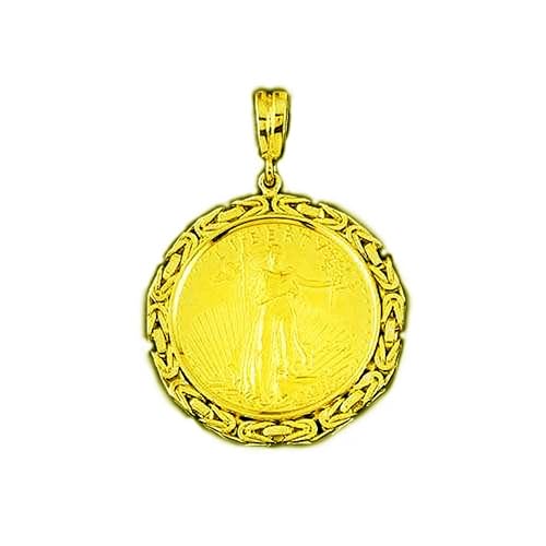 Tex 22k Fine Gold 1 Oz American Eagle Coin 14k Frame Byzantine Pendant 5940random Year Coin