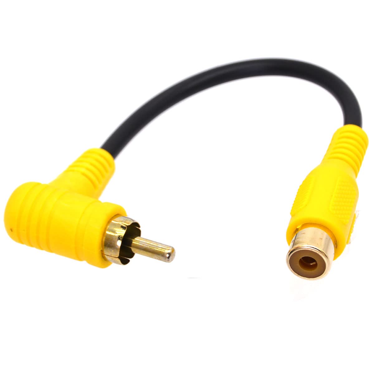 HUHANGGod 90 Degree RCA Extension Cable, Right Angle RCA Male to Female Stereo Audio Cable Connectors for Home Theater,Subwoofer,HDTV and DVD 15cm (Male 90Deg To Female)