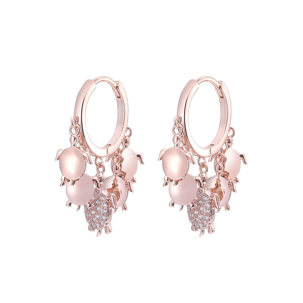 New Animal Series Earrings Cute Turtle Pendant with Sparkling CZ Crystal Hoop Earrings Hypoallergenic Women Earrings Fashion Jewelry for Girls Birthday Gifts