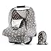 Baby Car Seat Covers- Multifunctional Infant Carseat Canopy for Boys Girls,Insect Free Stretchy Breathable Adjustable Peep Window Universal Fit Gray