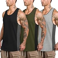COOFANDY Mens Workout Tank Tops 3 Pack Quick Dry Gym Muscle Tee Fitness Bodybuilding Training Sports Sleeveless T Shirt