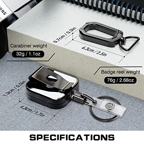 ELV Retractable ID Badge Holder, Heavy Duty Metal Body and Dyneema Cord