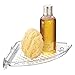 iDesign Plastic Bathroom Suction Holder, Shower Organizer Corner Basket for Sponges, Scrubbers, Soap, Shampoo, Conditioner, 1.3