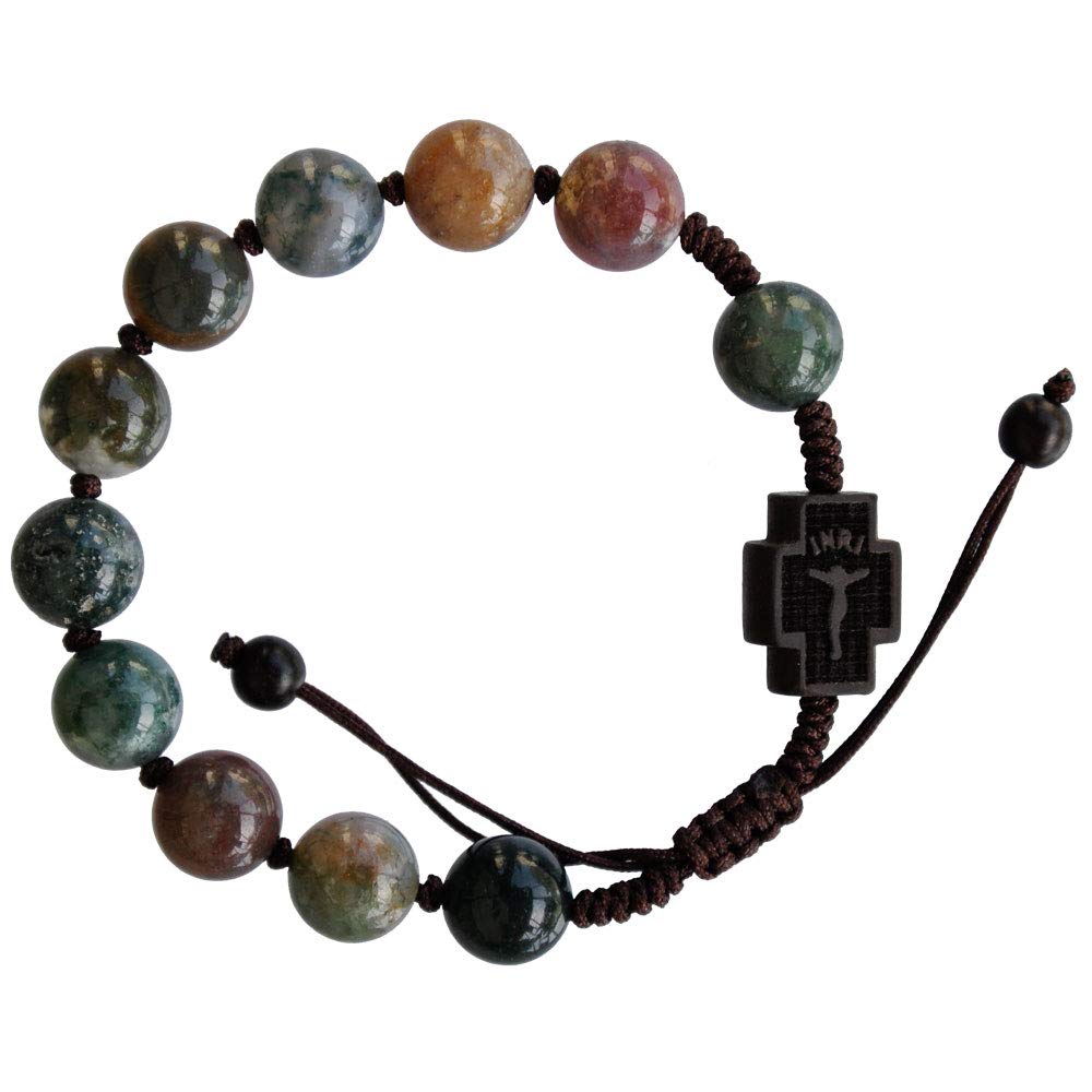 Sine Cera Multicolor Onyx & Jujube Wood Adjustable 10mm Rosary Bracelet, One Size, wood, Gemstone, Onyx