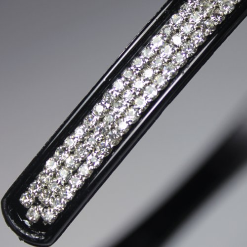 Fancy Starry Triple Crystal Rhinestone Row 0.4" Black Tone Headband - White