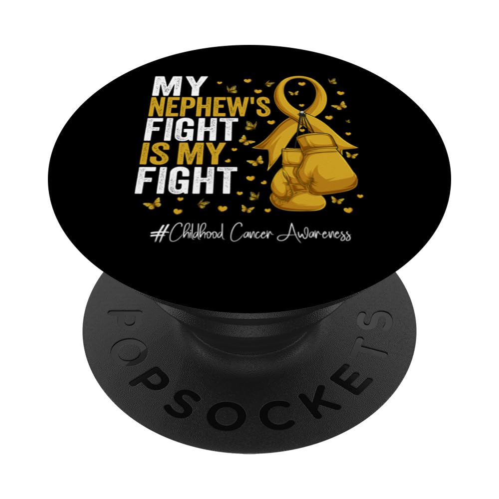 Gold Ribbon Nephew Childhood Cancer Awareness PopSockets Swappable PopGrip
