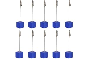 Xiaoyztan 10 Pcs Deep Blue Resin Cube Base Place Card Holder Alligator Clip Note Table Stand for Wedding Party or Meeting Displaying Alligator Clip Note Holder