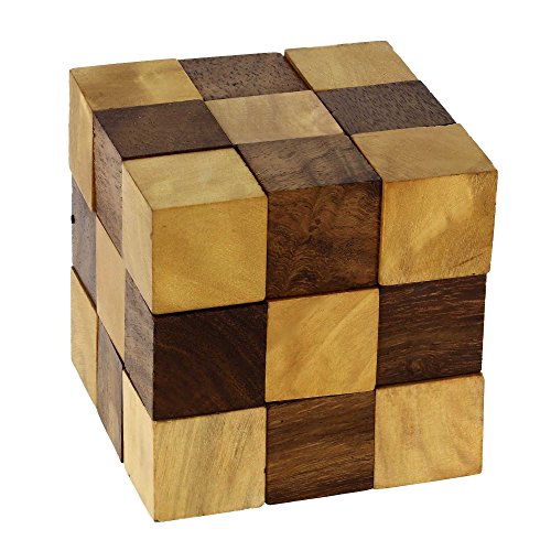 ShalinIndia Wooden Puzzle Adult Snake Cube Handmade Gifts India 2.5x2.5x2.5 Inch Unique Gifts For Kids And Adult