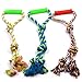 Dog Chew Rope Toy for Aggressive Chewers 20-inches with Handle Mixed Color, Puppy Dental Teaser 3 pcs/set
