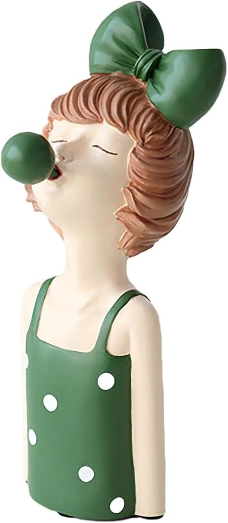Amazon バブルガール吹く像樹脂置物彫刻小船結び装飾フルカラークラフトヘッドバスト飾りホームアート装飾秘密妖精ギフトプレゼント Green 置物 オブジェ オンライン通販