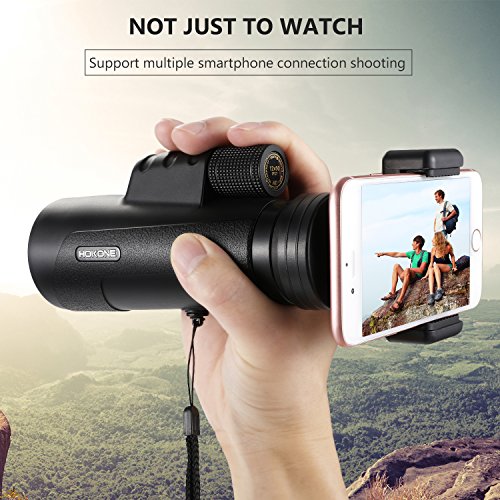 12x50 Monocular Telescope, HOKONE HD Compact Monocular Scope With Retractable Eyepiece, Phone Clip and Waterproof BAK4 Prism for Bird Watching/ Outdoors /Hunting/Camping/ Ball Games/ Concerts