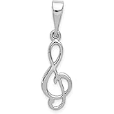 The Black Bow 14k White Gold Flat Back Treble Clef Pendant