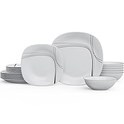 Square Dinnerware Set, MEKY Glassware 18-Piece