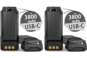 BAOFENG UV-5R Battery Extended Battery USB-C Charger 3800mAh for Walikie Talkie BF-F8HP UV-5X3 RD-5R UV-5RTP UV5R Type-c (2 P